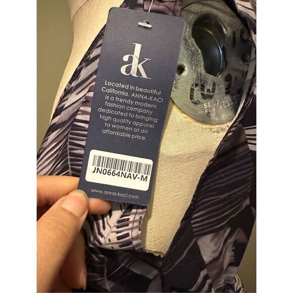 Anna Kaci Womens Midi Purple Gray Abstract Print Dress V Neck Lightweight Size M - Picture 8 of 12